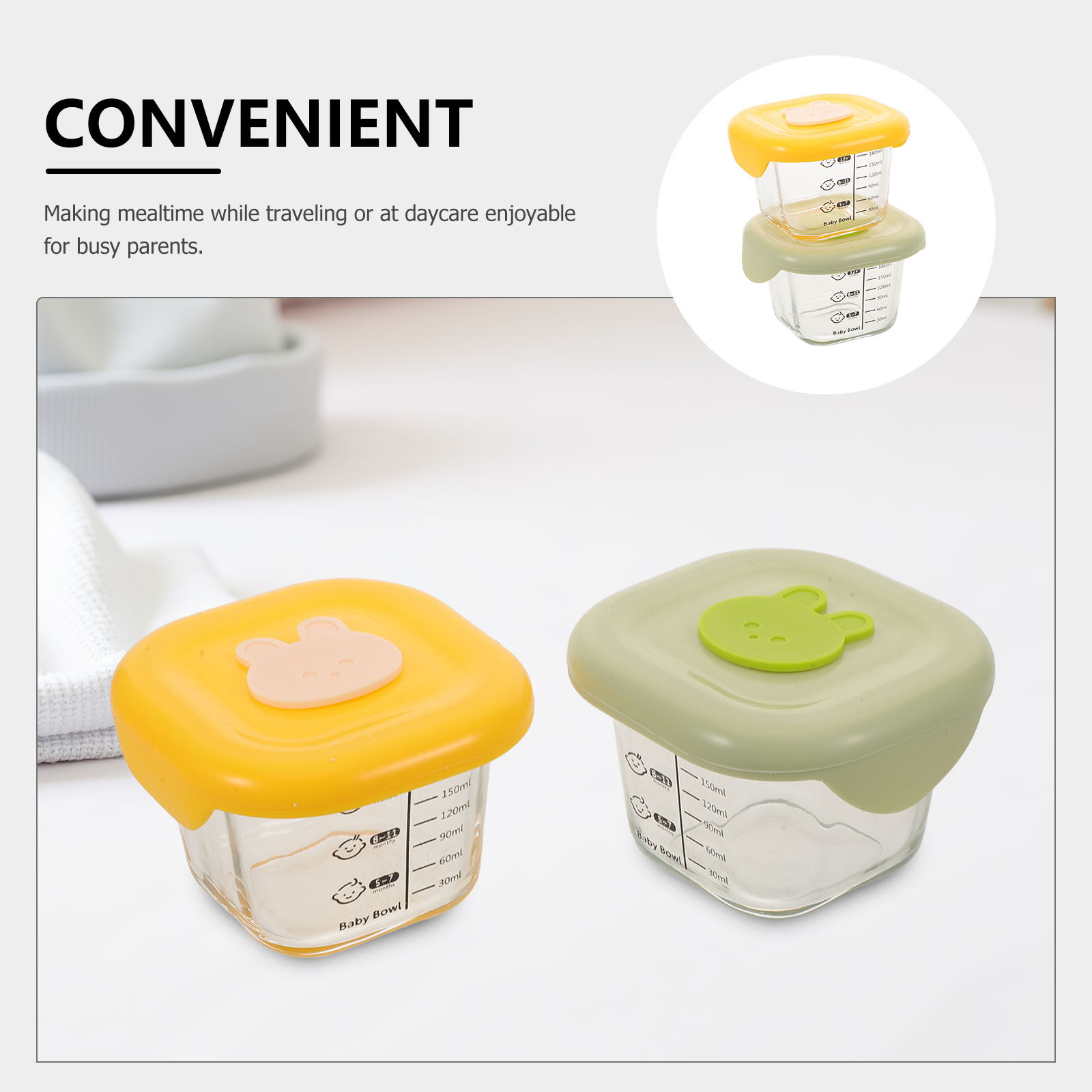 2Pcs Baby Food Storage Contain - огляд і ціна Baby Food Jars With Lids